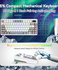 75% compact Tri Mode Wireless Mechanical Gaming Keyboard Hot Swap Linear Switches Bluetooth Two Point Four G And Usb C with ergonomic design.