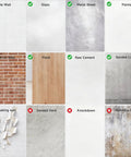 Grid showing different surfaces for Garage Wall Protector For Cars And Home Heavy Duty Self Adhesive Foam Bumpers Guard compatibility