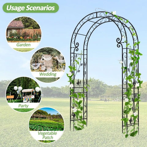 Sturdy Rust-Resistant Metal Garden Arch With Trellis For Climbing Plants 88 Inches High By 51 Inches Wide Outdoor Wedding Arch for Ceremony