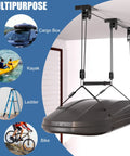 Overhead Garage Ceiling Hoist System For Kayaks, Canoes, Bikes And Ladders, Heavy Duty Pulley Lift Holds Up To 150 Lbs