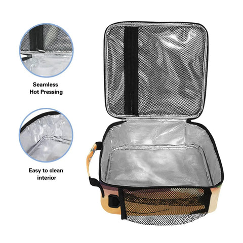 Open Insulated Lunch Container With Buckle For School And Office Use, interior showing seamless hot pressing and easy to clean surface.