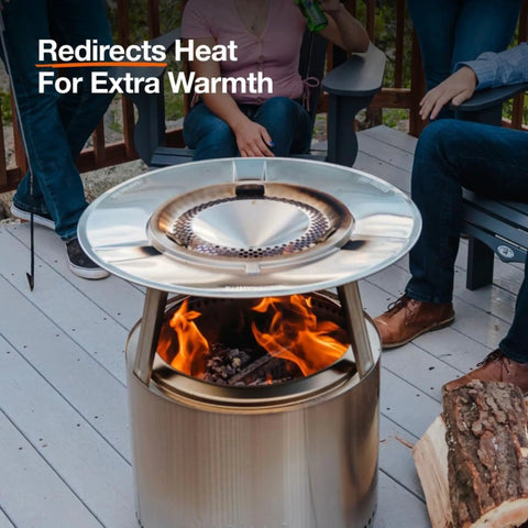 Bonfire Heat Deflector For Fire Pits, Boost Warmth And Comfort With A Wide Heat Radius, Durable 304 Stainless Steel on patio