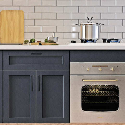 2 Pack 3 Inch Matte Black Cabinet Handles Zinc Alloy Drawer Pulls Heavy Duty Solid Kitchen Hardware installed on cabinets