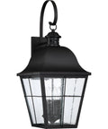 Classic Millhouse 18.5 Inch Outdoor Wall Lantern in Mystic Black with clear seeded glass, traditional two light exterior sconce