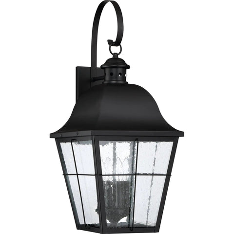 Classic Millhouse 18.5 Inch Outdoor Wall Lantern in Mystic Black with clear seeded glass, traditional two light exterior sconce