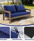 Outdoor Loveseat Cushion Set for Patio Comfort Cozy Up Your Outdoor Space 46 by 26 Inch Deep Seat Cushions Waterproof and Fade Resistant Navy Blue for Wicker Bench Swing and Couch Outdoor Furniture