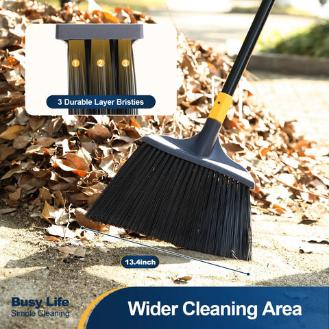 Heavy Duty Outdoor Broom With 54 Inch Reach For Courtyard Garage Lobby Mall Market Floors Pet Hair Debris Rubbish Clean