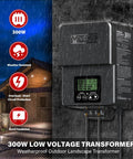 Outdoor Low Voltage Transformer 300W With Astronomical Timer And Built In Photo Sensor For Landscape Lighting, wall-mounted, rainproof.