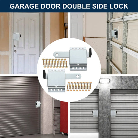 4 Pack Heavy Duty Galvanized Steel Garage Door Side Lock Latch Inside Double Deadbolt Assembly Left And Right Flip For Wood Metal Vinyl No Sweat Install And Locks It Down Tight For Maximum Security displayed on garage doors.