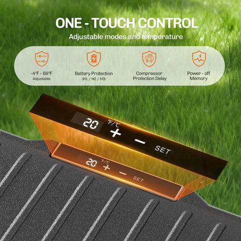 Digital control panel of 12V Portable Car Refrigerator 11 Quart Electric Cooler For Trucks And RVs, fast cooling feature displayed.