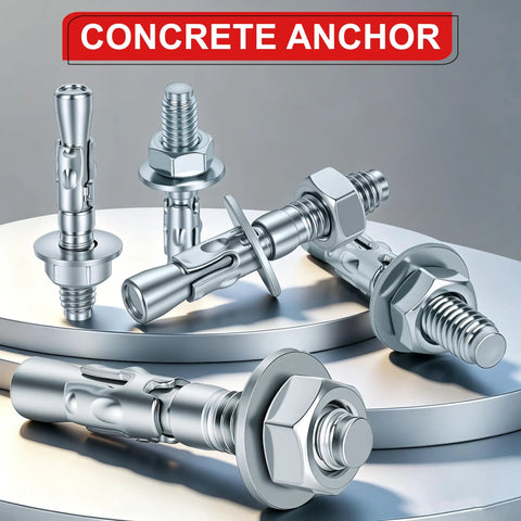 Heavy Duty Galvanized Wedge Anchors, 24 Piece Concrete Screw & Wall Bolt Kit, 5/16 X 2 In. Rust Proof masonry fasteners.