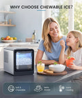 Countertop Nugget Ice Maker With Auto Water Refill Makes Legit Chewable Flake Ice In Four Minutes, people enjoying drinks with ice.