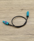 Fakra Z Male To Male Vehicle Antenna Adapter Cable 30 cm RG174 Coaxial Cable on wooden surface