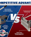 Comparison of pro-grade Ultra-Lite 9 Inch Flooring Cutter for Vinyl Plank and competing model features.