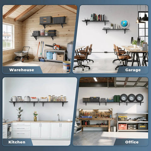 Two Pack Wall Mounted Garage Shelving Delivers Bulletproof 700 Lb Heavy Duty Capacity While Keeping Your Premium Power Gear Stacked Tight Without Any Hassle