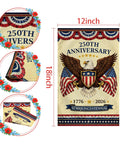 250th Anniversary Fourth Of July Garden Flag with bald eagle and American flags banner, 12x18 inch patriotic decor.