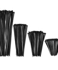 Assorted Black Zip Ties 4, 6, 8, 12 Inches Pack Of 400 Self Locking Nylon Cable Ties 40 Lbs Tensile Strength Indoor Outdoor Use Premium Quality