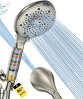 Eight Mode Handheld Shower Head With Built-In Filter For Hard Water, Removes Chlorine And Heavy Metals, 80 Inch Hose, Brushed Nickel