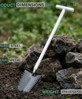 Metal Detecting Shovel For Treasure Hunting And Gardening, Heavy Duty Root Slayer With Double Serrated Blade, 36 Inch T Handle