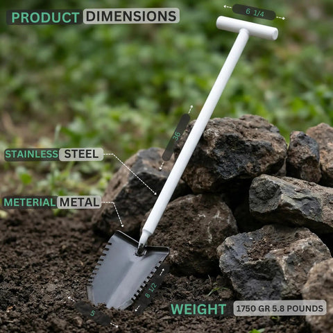 Metal Detecting Shovel For Treasure Hunting And Gardening, Heavy Duty Root Slayer With Double Serrated Blade, 36 Inch T Handle
