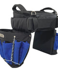Heavy Duty Electrician Tool Belt With Comfort Back Support And Quick Release Buckle, Blue 33-36 Inch Waist, showing multiple pockets