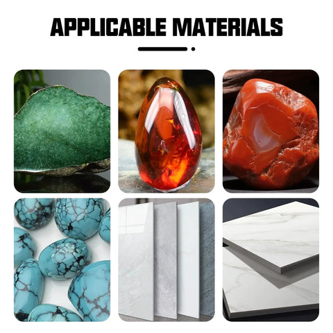 Applicable materials for 1 Inch Mini Diamond Polishing Pad Set, 9 Piece Wet Dry Polishing Kit including stone, tile, and glass.