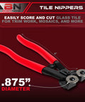 Glass Tile Nippers With Pro Grade Carbide Cutting Wheels And Comfy Grip For Precise Scoring And Irregular Cuts, 8-inch tool