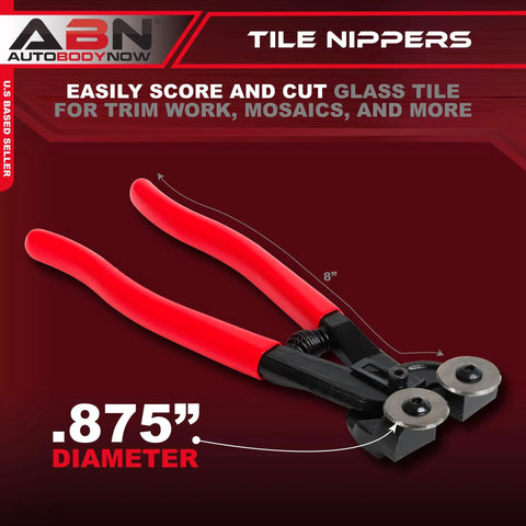 Glass Tile Nippers With Pro Grade Carbide Cutting Wheels And Comfy Grip For Precise Scoring And Irregular Cuts, 8-inch tool