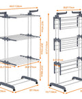 Top Shelf Oversized Four Tier Clothes Drying Rack With A Built Tough Foldable Frame Plus Side Wings For Hanging Laundry Towels Shoes And Quilts Roomy Air Drying Setup dimensions and design details.