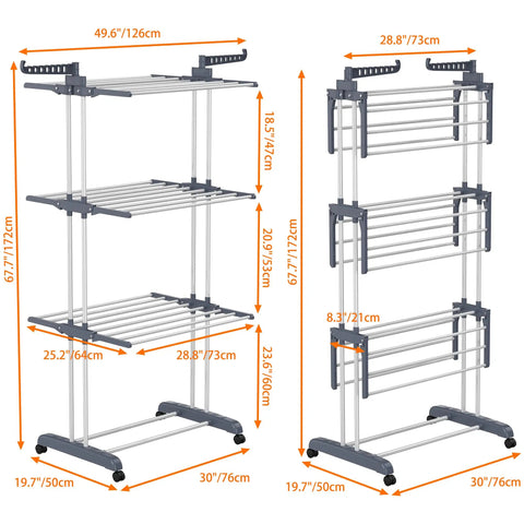 Top Shelf Oversized Four Tier Clothes Drying Rack With A Built Tough Foldable Frame Plus Side Wings For Hanging Laundry Towels Shoes And Quilts Roomy Air Drying Setup dimensions and design details.