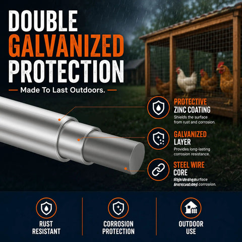 Image of galvanized metal pipe showing double galvanized protection for No Nonsense Heavy Duty Half Inch Hardware Cloth 24 X 50 Feet Roll.