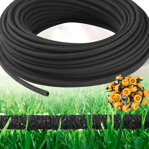 100 Ft One Quarter Inch Drip Irrigation Tubing Soaker Hose System With Two Gph Emitters Porous Drip Line garden setup