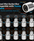 Wheel Lock Removal Kit With A J Wheel Lock Key For Toyota Vehicles, display of various wheel nut socket adapters A to J