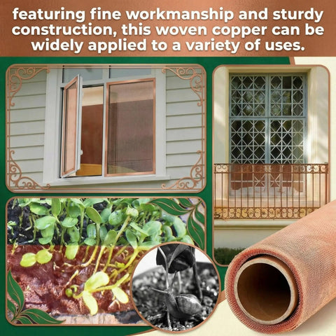 Heavy Duty Copper Mesh Screen 12 Inch By 120 Inch Roll Wire Fabric 99.9 Percent Pure Copper 40 Mesh for window protection