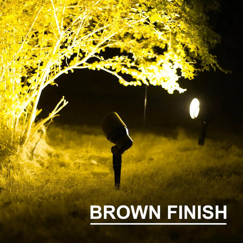 Low Voltage Landscape Lighting Kit 8 Pack With Replaceable 3W LED Bulbs 200 Lumens metal spotlight illuminating tree