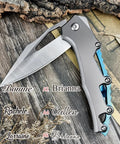 Open Folding Pocket Knife With D2 Steel Blade And Lightweight T6 Aluminum Alloy Handle on wooden surface