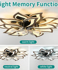 AMZSTAN 35 Inch Modern Flower Ceiling Fan with Light and Remote, 15-Leaf White Low Profile Fan with Dimmable 3000K-6000K LED in warm, neutral, and white light.