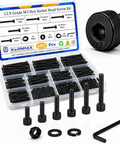 Heavy Duty M3 Hardware Stack Includes 600 Fully Threaded Hex Socket Head Caps Nuts And Washers Sized 25 To 50 Mm in a blue and white case.