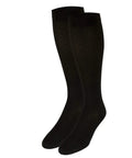 Women Knee High Compression Socks 15-20 MmHg Moderate Graduated Support Lightweight Breathable Rib Knit Dress Stockings In Brown shown in black color.