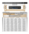 Top Shelf Heavy Duty Drawer Slides specifications chart, detailing sizes and dimensions for 68 Inch steel runners, suitable for cabinets.