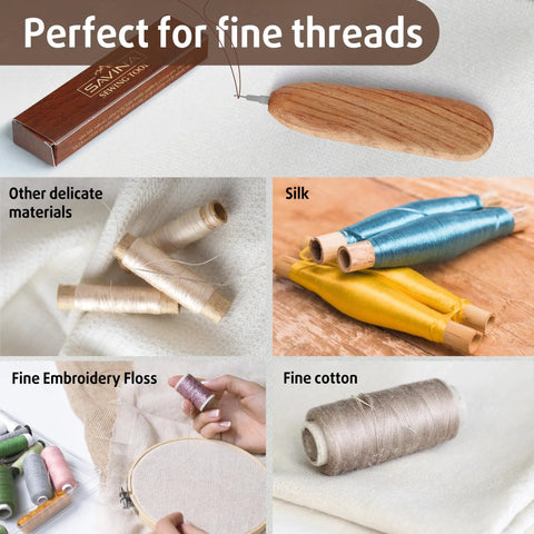 Ergonomic Wooden Needle Threader For Hand Sewing With Hardwood Handle And Stainless Steel Hook For No Fuss Easy Threading