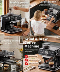 Fully Automatic Espresso Coffee Maker With Built In Grinder, 20 Bar Food Grade Bean To Cup System For Double Cup Lattes on kitchen counter.