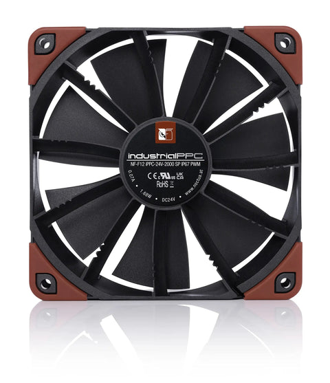 NF-F12 120mm Industrial Workhorse Cooling Fan 24V PWM IP67 Sealed Heavy Duty Beast 2000 RPM front view with blades and frame