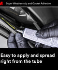 Applying Black Weatherstrip And Gasket Adhesive 5 Fl Oz 1 Per Pack to automotive door for waterproof seal
