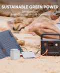 Solar Generator 240 V2 With 256Wh LiFePO4 Battery And 300W AC 100W USB C Output shown with solar panel outdoors