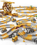 Awesome Construction Race Track Playset With 299 Pieces Of Flexible Track System Includes Race Cars Mini Trucks A Bridge Signs And Trees