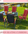 4 Pack Outdoor Patio Chair Cushions High Back Waterproof Weatherproof With Ties For Rocking Chairs And Indoor Use Red Set