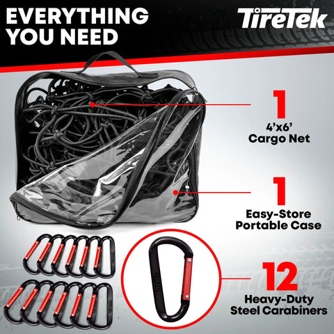 Pro Grade Bungee Cargo Net Rock Hard 5Mm Latex Core 4X6 To 8X12 Double Stretch Mesh Grid With 12 Steel Carabiners For Pickup Truck Bed Secure Your Daily Travel Gear