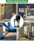 Motion Sensor Outdoor Wall Light 2 Pack Black Exterior Sconces With Bulb 3 Modes Dusk To Dawn No Fuss Easy Setup Anti Rust Waterproof Front Porch Lights Fixture For Outside House Patio And Backyard shown in various outdoor settings