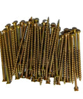 Pro Grade Replacement Screws For Dead Silent Floors Zinc Plated Rust Resistant Scored Counter Snap Fasteners To Knock Out Stubborn Creaks On Hardwood Carpet Vinyl And Linoleum Smooth As Butter 250 Pack, grouped screws viewed from above.